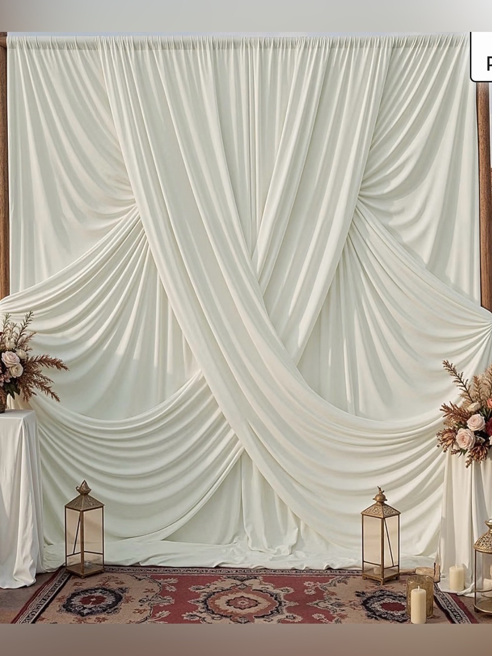 2 (set of 2) Cream, 1 (set of 2) Champagne 5’x10’ Draped Panels Event Backdrop